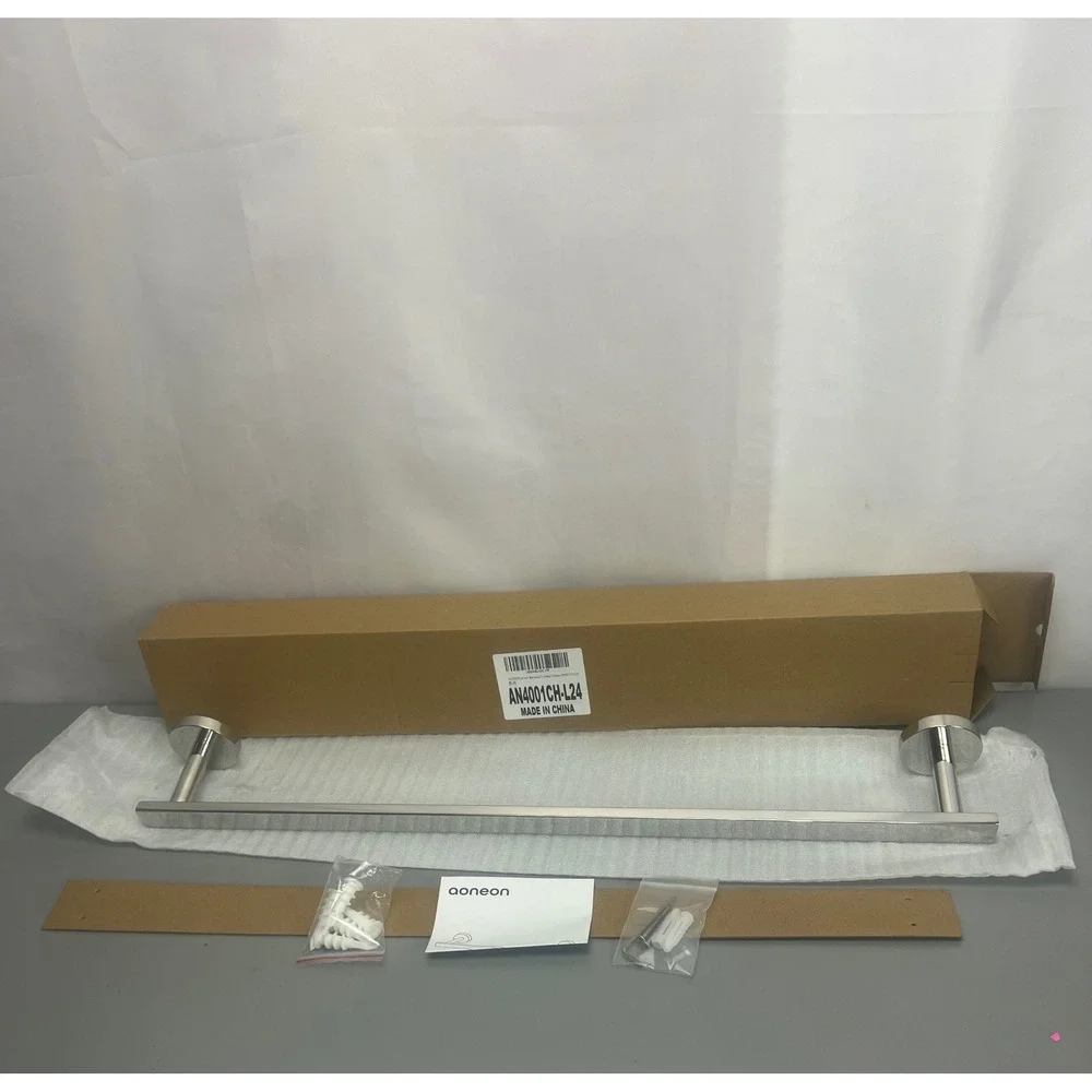 Aoneon 24 Inch Bathroom Towel Bar Polished Chrome Square Wall Mount AN4001CH-L24
